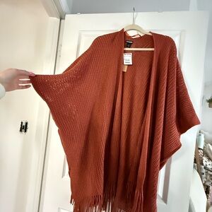 Steve Madden Terracotta Knit Cardigan with Fringe